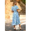 imagePRETTYGARDEN Floral Dress for Women 2026 Summer Casual Short Sleeve Maxi Dresses V Neck Tiered Flowy Boho Beach SundressWhite Blue Floral