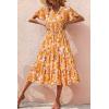 imagePRETTYGARDEN Floral Dress for Women 2026 Summer Casual Short Sleeve Maxi Dresses V Neck Tiered Flowy Boho Beach SundressWhite Yellow Floral
