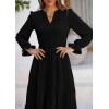 imagePRETTYGARDEN Long Sleeve Dress for Women Fall V Neck Tiered A Line Spring Elegant Modest Flowy Wedding Guest Maxi DressesBlack
