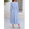 imagePRETTYGARDEN Long Sleeve Dress for Women Fall V Neck Tiered A Line Spring Elegant Modest Flowy Wedding Guest Maxi DressesLight Blue
