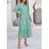 imagePRETTYGARDEN Long Sleeve Dress for Women Fall V Neck Tiered A Line Spring Elegant Modest Flowy Wedding Guest Maxi DressesLight Green