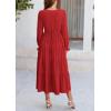 imagePRETTYGARDEN Long Sleeve Dress for Women Fall V Neck Tiered A Line Spring Elegant Modest Flowy Wedding Guest Maxi DressesRed