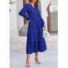 imagePRETTYGARDEN Long Sleeve Dress for Women Fall V Neck Tiered A Line Spring Elegant Modest Flowy Wedding Guest Maxi DressesRoyal Blue