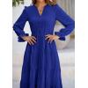 imagePRETTYGARDEN Long Sleeve Dress for Women Fall V Neck Tiered A Line Spring Elegant Modest Flowy Wedding Guest Maxi DressesRoyal Blue