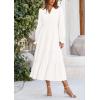imagePRETTYGARDEN Long Sleeve Dress for Women Fall V Neck Tiered A Line Spring Elegant Modest Flowy Wedding Guest Maxi DressesWhite