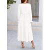 imagePRETTYGARDEN Long Sleeve Dress for Women Fall V Neck Tiered A Line Spring Elegant Modest Flowy Wedding Guest Maxi DressesWhite