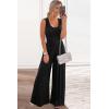 imagePRETTYGARDEN One Piece Jumpsuits 2026 Spring Sleeveless Tank Summer Casual Travel Airport Outfits Wide Leg Pants RompersBlack