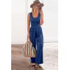 imagePRETTYGARDEN One Piece Jumpsuits 2026 Spring Sleeveless Tank Summer Casual Travel Airport Outfits Wide Leg Pants RompersBlue