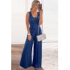 imagePRETTYGARDEN One Piece Jumpsuits 2026 Spring Sleeveless Tank Summer Casual Travel Airport Outfits Wide Leg Pants RompersBlue