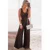 imagePRETTYGARDEN One Piece Jumpsuits 2026 Spring Sleeveless Tank Summer Casual Travel Airport Outfits Wide Leg Pants RompersBrown