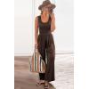imagePRETTYGARDEN One Piece Jumpsuits 2026 Spring Sleeveless Tank Summer Casual Travel Airport Outfits Wide Leg Pants RompersBrown