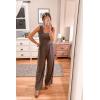 imagePRETTYGARDEN One Piece Jumpsuits 2026 Spring Sleeveless Tank Summer Casual Travel Airport Outfits Wide Leg Pants RompersDark Grey