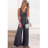 imagePRETTYGARDEN One Piece Jumpsuits 2026 Spring Sleeveless Tank Summer Casual Travel Airport Outfits Wide Leg Pants RompersDark Grey