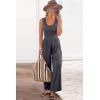 imagePRETTYGARDEN One Piece Jumpsuits 2026 Spring Sleeveless Tank Summer Casual Travel Airport Outfits Wide Leg Pants RompersDark Grey