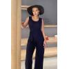 imagePRETTYGARDEN One Piece Jumpsuits 2026 Spring Sleeveless Tank Summer Casual Travel Airport Outfits Wide Leg Pants RompersNavy