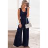 imagePRETTYGARDEN One Piece Jumpsuits 2026 Spring Sleeveless Tank Summer Casual Travel Airport Outfits Wide Leg Pants RompersNavy