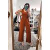imagePRETTYGARDEN One Piece Jumpsuits 2026 Spring Sleeveless Tank Summer Casual Travel Airport Outfits Wide Leg Pants RompersOrange Red