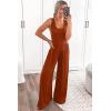 imagePRETTYGARDEN One Piece Jumpsuits 2026 Spring Sleeveless Tank Summer Casual Travel Airport Outfits Wide Leg Pants RompersOrange Red