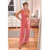 imagePRETTYGARDEN One Piece Jumpsuits 2026 Spring Sleeveless Tank Summer Casual Travel Airport Outfits Wide Leg Pants RompersPink