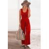 imagePRETTYGARDEN One Piece Jumpsuits 2026 Spring Sleeveless Tank Summer Casual Travel Airport Outfits Wide Leg Pants RompersRed