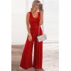 imagePRETTYGARDEN One Piece Jumpsuits 2026 Spring Sleeveless Tank Summer Casual Travel Airport Outfits Wide Leg Pants RompersRed