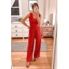 imagePRETTYGARDEN One Piece Jumpsuits 2026 Spring Sleeveless Tank Summer Casual Travel Airport Outfits Wide Leg Pants RompersRed
