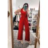 imagePRETTYGARDEN One Piece Jumpsuits 2026 Spring Sleeveless Tank Summer Casual Travel Airport Outfits Wide Leg Pants RompersRed