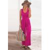 imagePRETTYGARDEN One Piece Jumpsuits 2026 Spring Sleeveless Tank Summer Casual Travel Airport Outfits Wide Leg Pants RompersRose Red