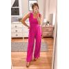 imagePRETTYGARDEN One Piece Jumpsuits 2026 Spring Sleeveless Tank Summer Casual Travel Airport Outfits Wide Leg Pants RompersRose Red