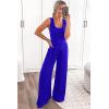 imagePRETTYGARDEN One Piece Jumpsuits 2026 Spring Sleeveless Tank Summer Casual Travel Airport Outfits Wide Leg Pants RompersRoyal Blue