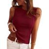 imagePRETTYGARDEN Sleeveless Tops for Women 2026 Summer Ribbed Tank Top Fitted Shirts Basic Tees Cute Spring Going Out Y2k ClothesBurgundy