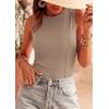 imagePRETTYGARDEN Sleeveless Tops for Women 2026 Summer Ribbed Tank Top Fitted Shirts Basic Tees Cute Spring Going Out Y2k ClothesKhaki
