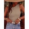 imagePRETTYGARDEN Sleeveless Tops for Women 2026 Summer Ribbed Tank Top Fitted Shirts Basic Tees Cute Spring Going Out Y2k ClothesKhaki