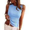 imagePRETTYGARDEN Sleeveless Tops for Women 2026 Summer Ribbed Tank Top Fitted Shirts Basic Tees Cute Spring Going Out Y2k ClothesLight Blue