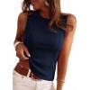 imagePRETTYGARDEN Sleeveless Tops for Women 2026 Summer Ribbed Tank Top Fitted Shirts Basic Tees Cute Spring Going Out Y2k ClothesNavy