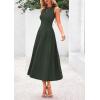 imagePRETTYGARDEN Spring Casual Dresses for Women 2026 Summer Business Work Midi Sleeveless A Line Pleated Cocktail DressArmy Green