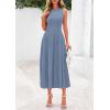 imagePRETTYGARDEN Spring Casual Dresses for Women 2026 Summer Business Work Midi Sleeveless A Line Pleated Cocktail DressBlue Grey
