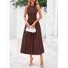 imagePRETTYGARDEN Spring Casual Dresses for Women 2026 Summer Business Work Midi Sleeveless A Line Pleated Cocktail DressBrown