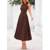 imagePRETTYGARDEN Spring Casual Dresses for Women 2026 Summer Business Work Midi Sleeveless A Line Pleated Cocktail DressBrown