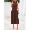 imagePRETTYGARDEN Spring Casual Dresses for Women 2026 Summer Business Work Midi Sleeveless A Line Pleated Cocktail DressBrown
