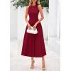 imagePRETTYGARDEN Spring Casual Dresses for Women 2026 Summer Business Work Midi Sleeveless A Line Pleated Cocktail DressBurgundy