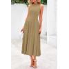 imagePRETTYGARDEN Spring Casual Dresses for Women 2026 Summer Business Work Midi Sleeveless A Line Pleated Cocktail DressCamel