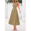 imagePRETTYGARDEN Spring Casual Dresses for Women 2026 Summer Business Work Midi Sleeveless A Line Pleated Cocktail DressCamel