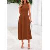 imagePRETTYGARDEN Spring Casual Dresses for Women 2026 Summer Business Work Midi Sleeveless A Line Pleated Cocktail DressCaramel