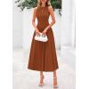 imagePRETTYGARDEN Spring Casual Dresses for Women 2026 Summer Business Work Midi Sleeveless A Line Pleated Cocktail DressCaramel