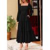 imagePRETTYGARDEN Spring Dresses for Women 2026 Casual Long Sleeve Smocked Ruffle Flowy Elegant Wedding Guest Maxi Dress PocketsBlack