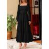 imagePRETTYGARDEN Spring Dresses for Women 2026 Casual Long Sleeve Smocked Ruffle Flowy Elegant Wedding Guest Maxi Dress PocketsBlack