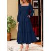 imagePRETTYGARDEN Spring Dresses for Women 2026 Casual Long Sleeve Smocked Ruffle Flowy Elegant Wedding Guest Maxi Dress PocketsNavy Blue