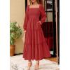 imagePRETTYGARDEN Spring Dresses for Women 2026 Casual Long Sleeve Smocked Ruffle Flowy Elegant Wedding Guest Maxi Dress PocketsRed