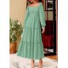 imagePRETTYGARDEN Spring Dresses for Women 2026 Casual Long Sleeve Smocked Ruffle Flowy Elegant Wedding Guest Maxi Dress PocketsSage Green
